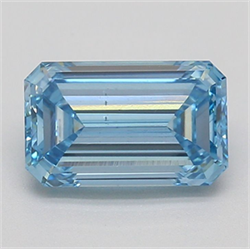 Picture of Lab Grown Diamond 1.36 Carats, Emerald with  Cut, Fancy Intense Blue Color, VS2 Clarity and Certified by IGI