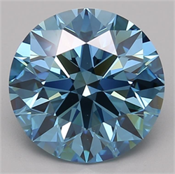 Picture of Lab Grown Diamond 4.52 Carats, Round with Ideal Cut, Fancy Vivid Blue Color, VS1 Clarity and Certified by IGI