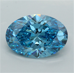 Picture of Lab Grown Diamond 3.04 Carats, Oval with  Cut, Fancy Vivid Blue Color, VVS2 Clarity and Certified by IGI