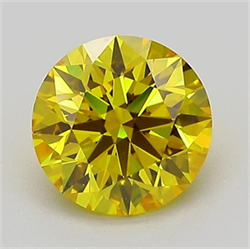 Picture of Lab Grown Diamond 1.25 Carats, Round with Ideal Cut, Fancy Vivid Yellow Color, VVS2 Clarity and Certified by IGI