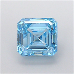 Picture of Lab Grown Diamond 5.08 Carats, Asscher with  Cut, Fancy Vivid Blue Color, VS1 Clarity and Certified by IGI