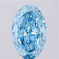 Picture of Lab Grown Diamond 9.15 Carats, Oval with  Cut, Fancy Vivid Blue Color, VS2 Clarity and Certified by IGI