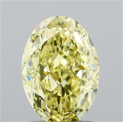 Picture of Lab Grown Diamond 1.54 Carats, Oval with  Cut, Fancy Intense Yellow Color, VVS2 Clarity and Certified by IGI