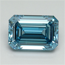 Picture of Lab Grown Diamond 3.03 Carats, Emerald with  Cut, Fancy Vivid Blue Color, VS1 Clarity and Certified by IGI