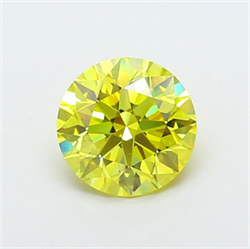 Picture of Lab Grown Diamond 2.01 Carats, Round with Excellent Cut, Fancy Vivid Yellow Color, VS1 Clarity and Certified by IGI