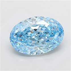 Picture of Lab Grown Diamond 3.55 Carats, Oval with  Cut, Fancy Vivid Blue Color, VS2 Clarity and Certified by IGI