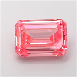 Picture of Lab Grown Diamond 5.11 Carats, Emerald with  Cut, Fancy Vivid Pink Color, VS1 Clarity and Certified by IGI