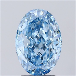 Picture of Lab Grown Diamond 3.10 Carats, Oval with  Cut, Fancy Vivid Blue Color, VVS2 Clarity and Certified by IGI
