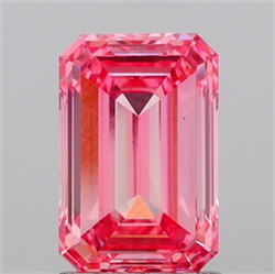 Picture of Lab Grown Diamond 2.00 Carats, Emerald with  Cut, Fancy Vivid Pink Color, VS1 Clarity and Certified by IGI