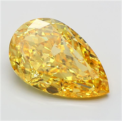 Picture of Lab Grown Diamond 6.35 Carats, Pear with  Cut, Fancy Vivid Yellow Color, VS2 Clarity and Certified by IGI