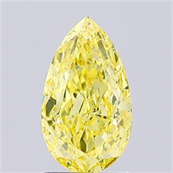 Picture of Lab Grown Diamond 1.60 Carats, Pear with  Cut, Fancy Intense Yellow Color, VS1 Clarity and Certified by IGI