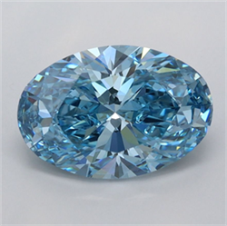 Picture of Lab Grown Diamond 2.02 Carats, Oval with  Cut, Fancy Vivid Blue Color, VVS1 Clarity and Certified by IGI