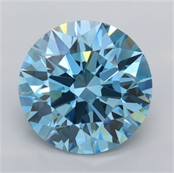 Picture of Lab Grown Diamond 3.06 Carats, Round with Ideal Cut, Fancy Vivid Blue Color, VVS2 Clarity and Certified by IGI