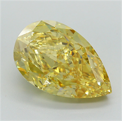 Picture of Lab Grown Diamond 8.68 Carats, Pear with  Cut, Fancy Vivid Yellow Color, VS2 Clarity and Certified by IGI