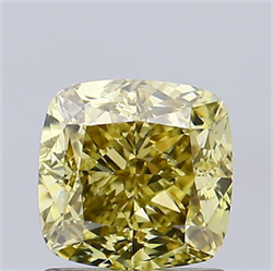 Picture of Lab Grown Diamond 1.32 Carats, CUSHION MODIFIED with  Cut, Fancy Intense Yellow Color, VS1 Clarity and Certified by IGI