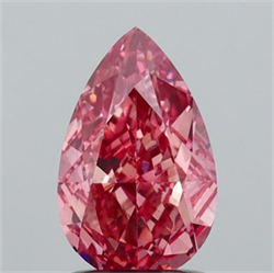 Picture of Lab Grown Diamond 1.54 Carats, Pear with  Cut, Fancy Vivid Pink Color, VS1 Clarity and Certified by IGI