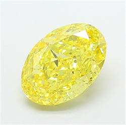 Picture of Lab Grown Diamond 4.03 Carats, Oval with  Cut, Fancy Vivid Yellow Color, VS1 Clarity and Certified by IGI