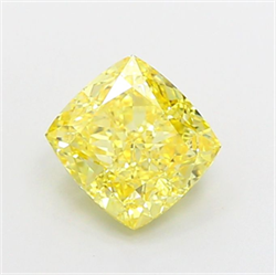 Picture of Lab Grown Diamond 1.56 Carats, CUSHION MODIFIED with  Cut, Fancy Intense Yellow Color, VS1 Clarity and Certified by IGI