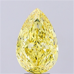 Picture of Lab Grown Diamond 4.31 Carats, Pear with  Cut, Fancy Vivid Yellow Color, VS1 Clarity and Certified by IGI