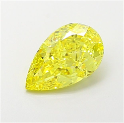 Picture of Lab Grown Diamond 1.27 Carats, Pear with  Cut, Fancy Vivid Yellow Color, VVS1 Clarity and Certified by IGI