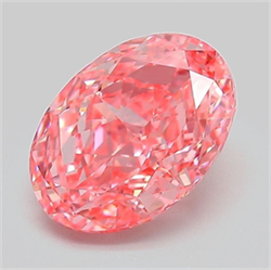 Picture of Lab Grown Diamond 2.09 Carats, Oval with  Cut, Fancy Vivid Pink Color, VS1 Clarity and Certified by IGI