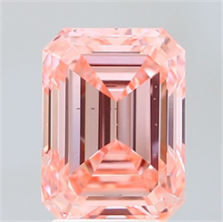Picture of Lab Grown Diamond 4.01 Carats, Emerald with  Cut, Fancy Vivid Pink Color, VS2 Clarity and Certified by IGI