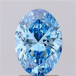 Picture of Lab Grown Diamond 1.58 Carats, Oval with  Cut, Fancy Vivid Blue Color, VS2 Clarity and Certified by IGI