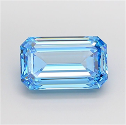 Picture of Lab Grown Diamond 3.23 Carats, Emerald with  Cut, Fancy Vivid Blue Color, VVS2 Clarity and Certified by IGI