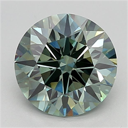 Picture of Lab Grown Diamond 3.12 Carats, Round with Ideal Cut, Fancy Vivid Green Color, VVS2 Clarity and Certified by IGI