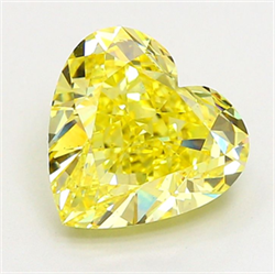 Picture of Lab Grown Diamond 4.08 Carats, Heart with  Cut, Fancy Vivid Yellow Color, VS2 Clarity and Certified by IGI