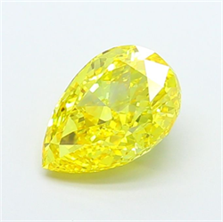 Picture of Lab Grown Diamond 3.10 Carats, Pear with  Cut, Fancy Vivid Yellow Color, VS1 Clarity and Certified by IGI
