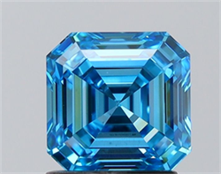 Picture of Lab Grown Diamond 1.54 Carats, Emerald with  Cut, Fancy Vivid Blue Color, VS1 Clarity and Certified by IGI