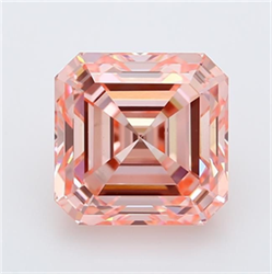 Picture of Lab Grown Diamond 2.61 Carats, Emerald with  Cut, Fancy Vivid Pink Color, VVS2 Clarity and Certified by IGI