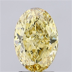 Picture of Lab Grown Diamond 2.19 Carats, Oval with  Cut, Fancy Vivid Yellow Color, VVS2 Clarity and Certified by IGI
