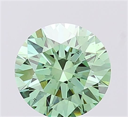 Picture of Lab Grown Diamond 1.29 Carats, Round with Ideal Cut, Fancy Vivid Green Color, VS2 Clarity and Certified by IGI