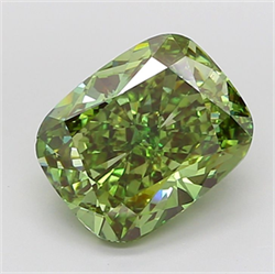 Picture of Lab Grown Diamond 7.31 Carats, CUSHION MODIFIED with  Cut, Fancy Vivid Green Color, VS2 Clarity and Certified by IGI