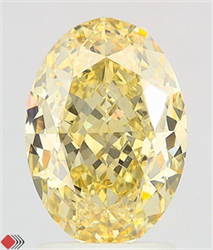 Picture of Lab Grown Diamond 3.02 Carats, Oval with  Cut, Fancy Intense Yellow Color, VS1 Clarity and Certified by IGI
