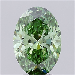 Picture of Lab Grown Diamond 3.16 Carats, Oval with  Cut, Fancy Vivid Green Color, VS2 Clarity and Certified by IGI