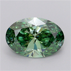 Picture of Lab Grown Diamond 3.70 Carats, Oval with  Cut, Fancy Vivid Green Color, VS2 Clarity and Certified by IGI