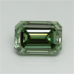 Picture of Lab Grown Diamond 4.08 Carats, Emerald with  Cut, Fancy Vivid Green Color, VS1 Clarity and Certified by IGI