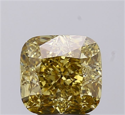 Picture of Lab Grown Diamond 3.04 Carats, CUSHION MODIFIED with  Cut, Fancy Intense Yellow Color, VS1 Clarity and Certified by IGI