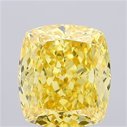 Picture of Lab Grown Diamond 4.26 Carats, CUSHION MODIFIED with  Cut, Fancy Vivid Yellow Color, VS1 Clarity and Certified by IGI