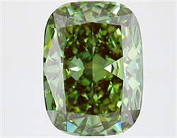 Picture of Lab Grown Diamond 3.52 Carats, CUSHION MODIFIED with  Cut, Fancy Vivid Green Color, VVS2 Clarity and Certified by IGI
