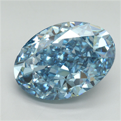 Picture of Lab Grown Diamond 12.55 Carats, Oval with  Cut, Fancy Vivid Blue Color, VS1 Clarity and Certified by IGI