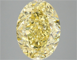Picture of Lab Grown Diamond 4.05 Carats, Oval with  Cut, Fancy Vivid Yellow Color, VS1 Clarity and Certified by IGI