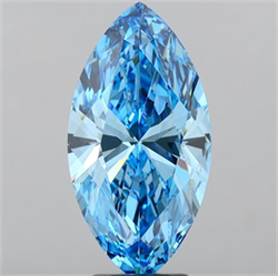 Picture of Lab Grown Diamond 5.69 Carats, Marquise with  Cut, Fancy Vivid Blue Color, VVS2 Clarity and Certified by IGI