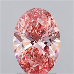 Picture of Lab Grown Diamond 1.99 Carats, Oval with  Cut, Fancy Vivid Pink Color, VS2 Clarity and Certified by IGI