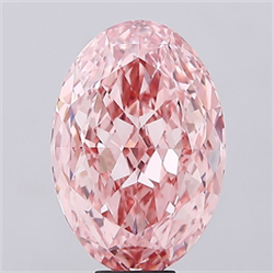 Picture of Lab Grown Diamond 14.61 Carats, Oval with  Cut, Fancy Vivid Pink Color, VS1 Clarity and Certified by IGI