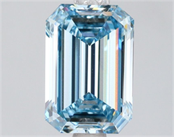 Picture of Lab Grown Diamond 1.97 Carats, Emerald with  Cut, Fancy Intense Blue Color, VS2 Clarity and Certified by IGI