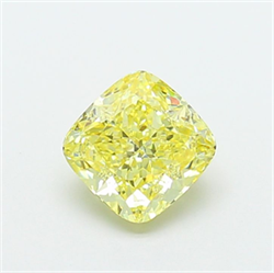 Picture of Lab Grown Diamond 1.52 Carats, CUSHION MODIFIED with  Cut, Fancy Intense Yellow Color, VVS2 Clarity and Certified by IGI